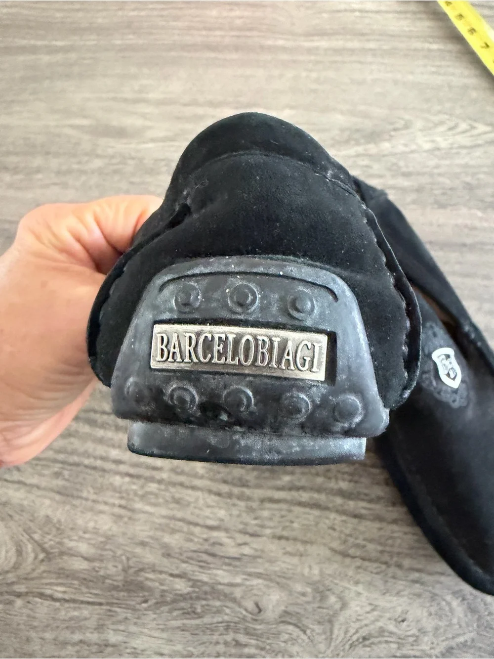 Black Suede Penny Loafers with Embroidered Crest - Men’s Slip-On